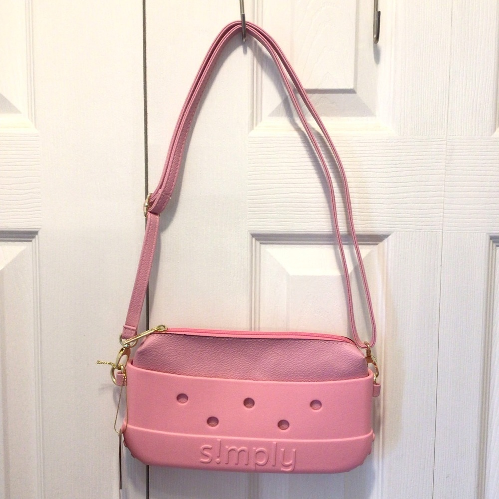 Simply Southern Flamingo Pink Logo Rubber Crossbody Wristlet Bag Purse